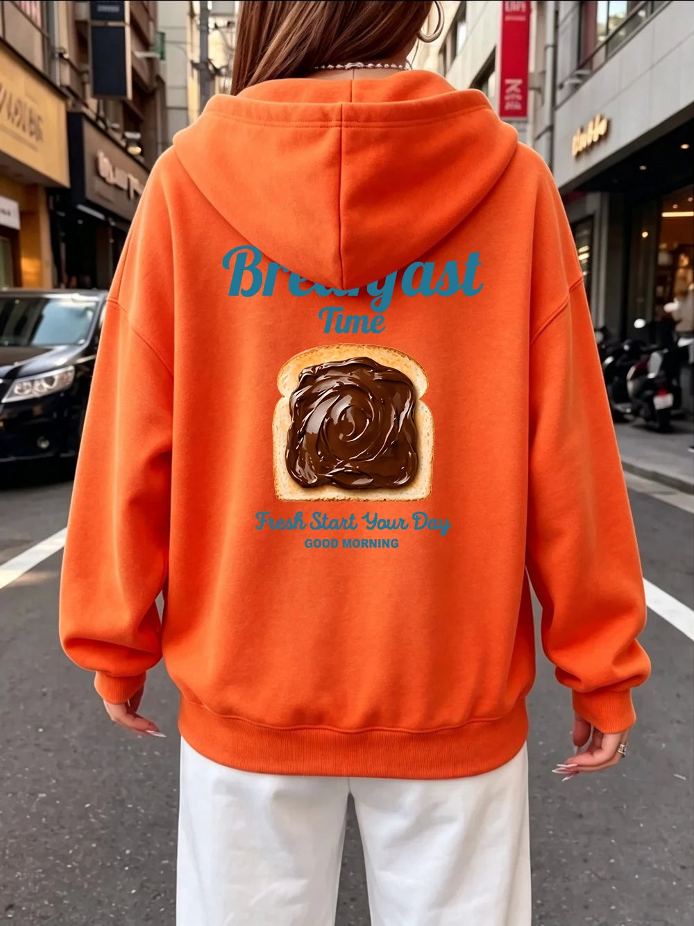 Sweat-shirt à capuche imprimé « Chocolate Toast Breakfast » pour femmes
