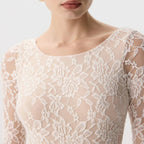 T-shirt en dentelle à manches longues pour femmes