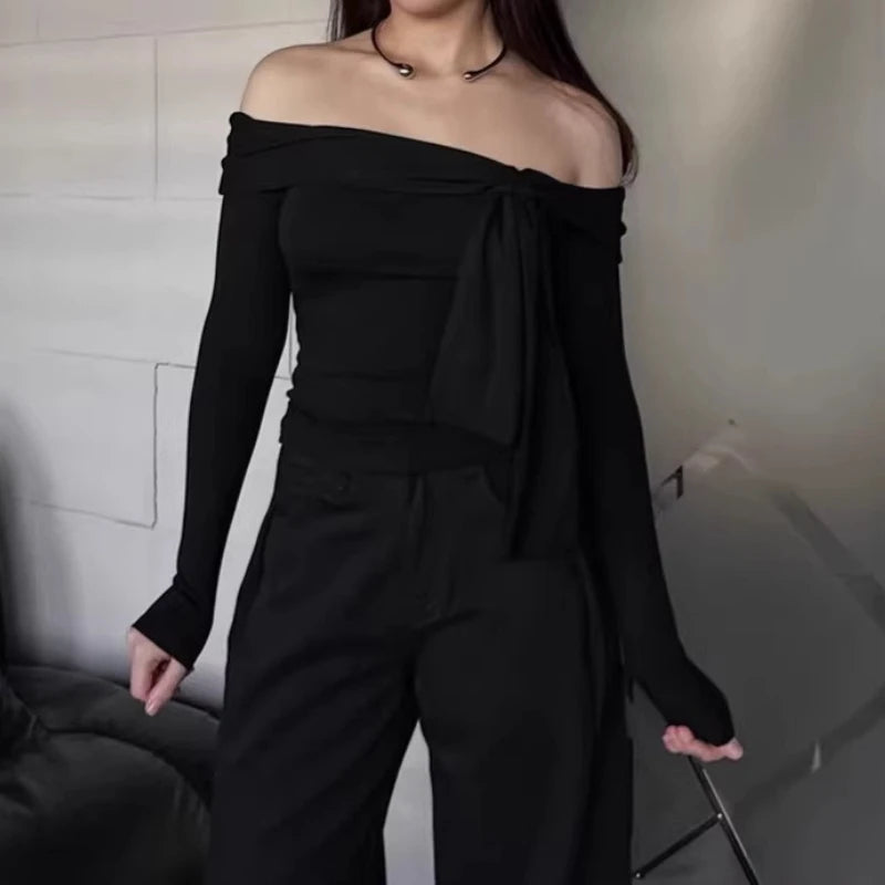 T-Shirt Basique Femme – Épaules Dénudées