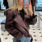 Blousons bomber en similicuir pour femmes