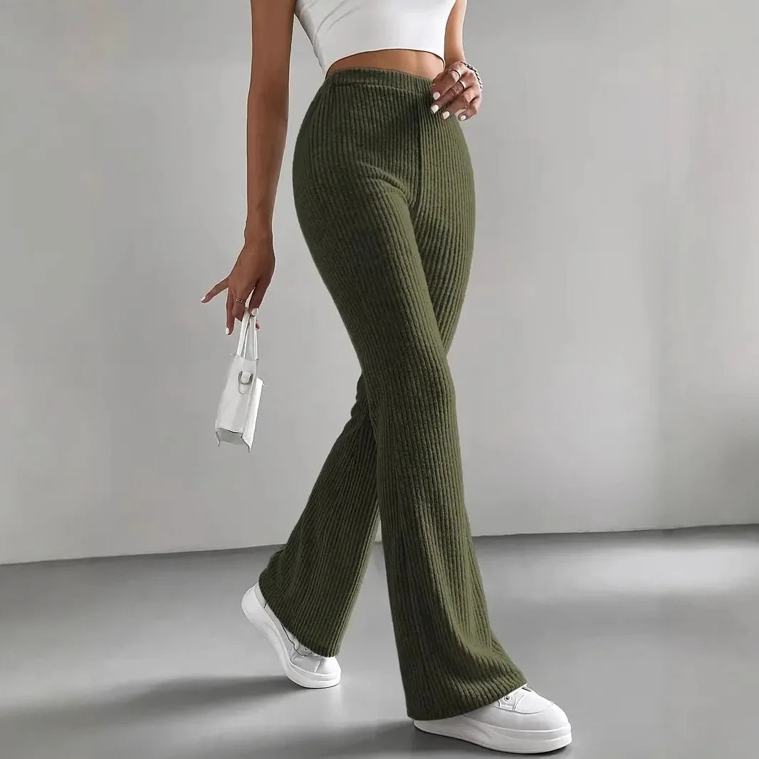 Pantalon évasé élégant et uni pour femmes