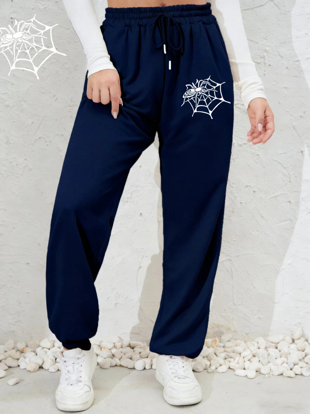 Pantalon de jogging imprimé araignées et toiles d'araignée pour femmes