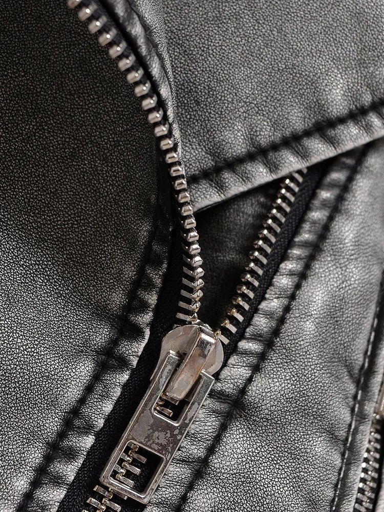 Veste vintage ample lavé en faux cuir pour femmes