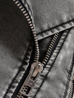 Veste vintage ample lavé en faux cuir pour femmes