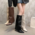 Bottes hautes épaisses pointues pour femmes