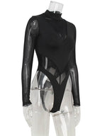 Body transparent à manches longues pour femmes