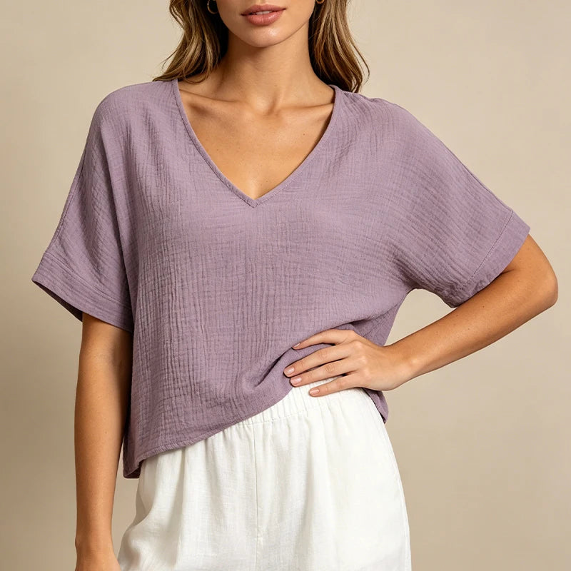 T-Shirt Chic Femme – Mousseline de Coton