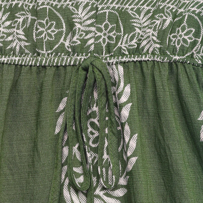 Robe longue verte à volants pour femmes