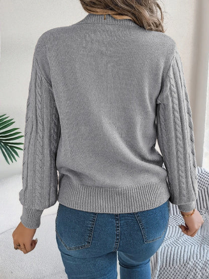 Pull Ajouré Femme – Maille Torsadée et Manches Lanterne