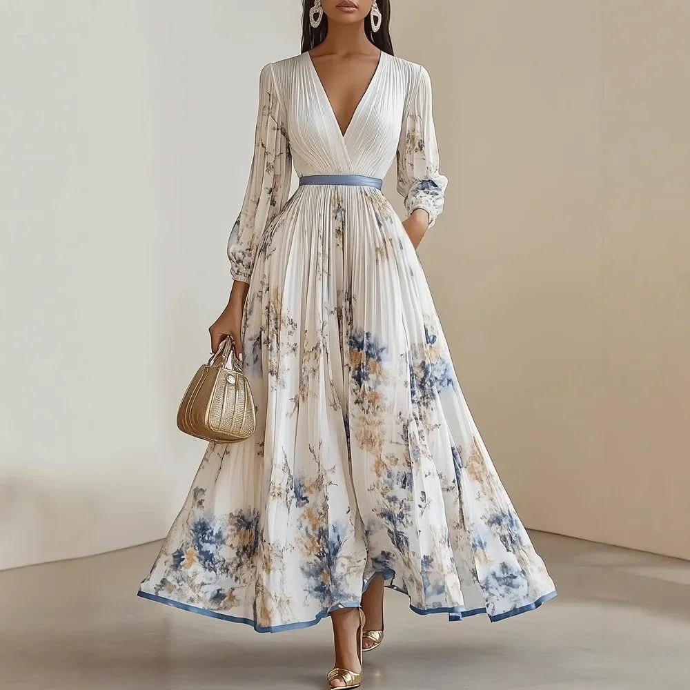 Robe longue style Boho, manches longues pour femmes