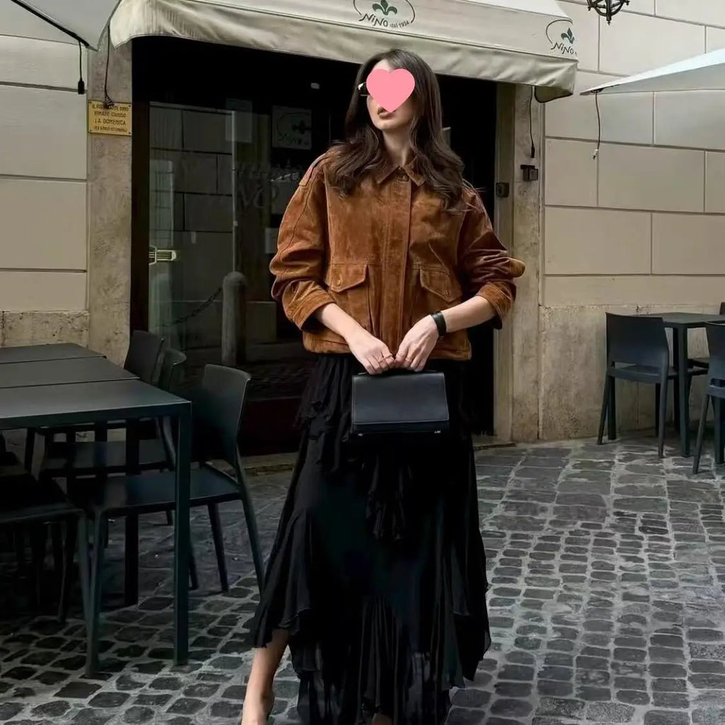Veste en daim décontractée pour femmes
