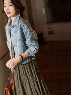 Veste en jean à paillettes pour femmes