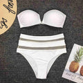 Maillot de bain deux pièces taille haute avec soutien-gorge pour femmes
