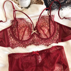 Ensemble soutien-gorge et culotte sexy ajourés pour femmes