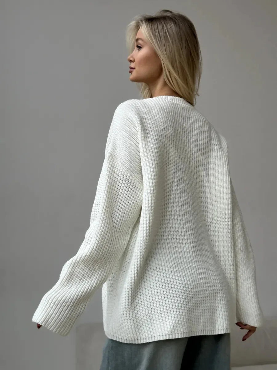 Pull basique tricoté col rond pour femmes
