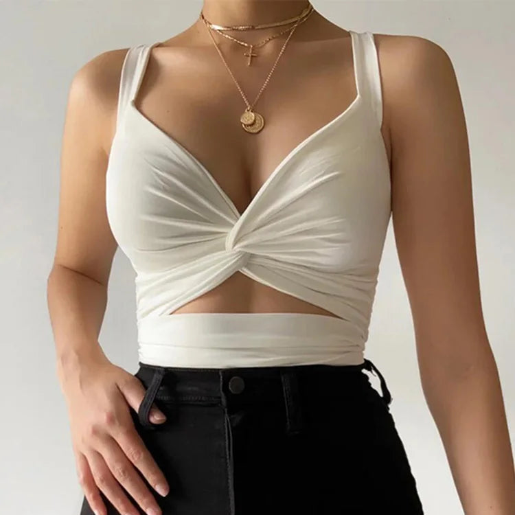 Tops court sans manches en fibre pour femmes