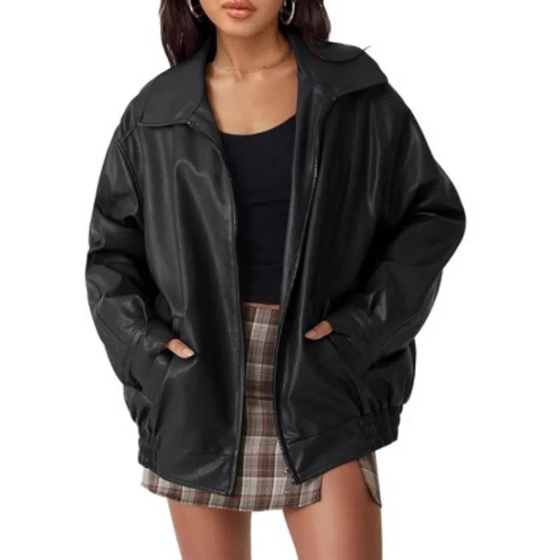 Veste en cuir PU hauts femmes