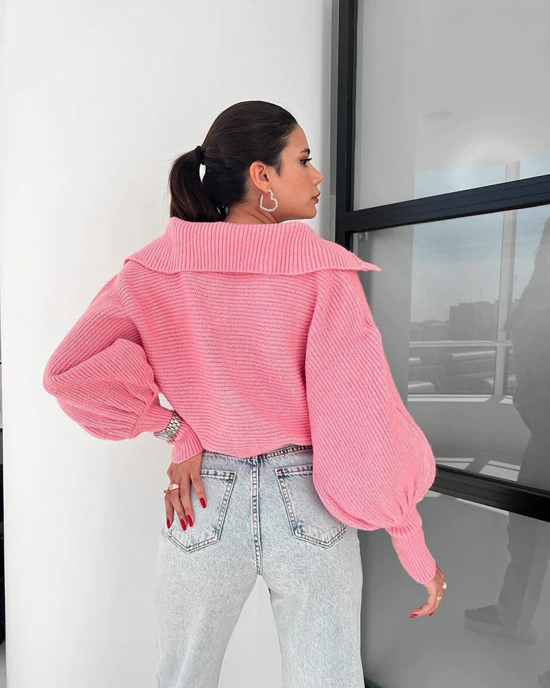 Pull court en tricot vintage pour femmes