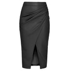 Jupe en cuir PU pour femmes