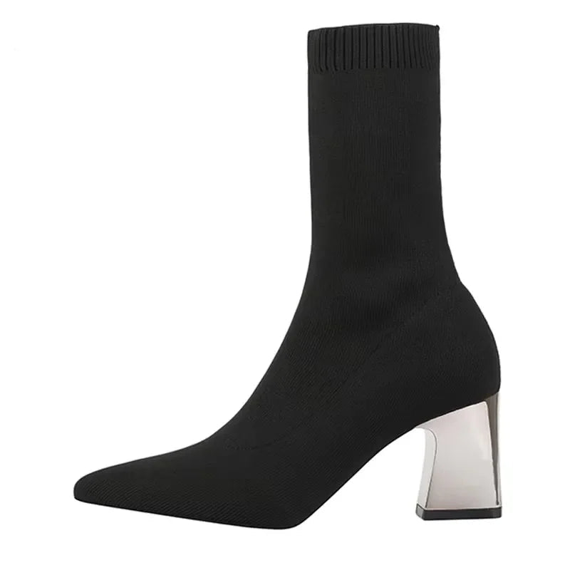 Bottines extensibles en tricot de haute qualité pour femmes