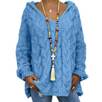 Pull torsadé tricoté de couleur pure pour femmes