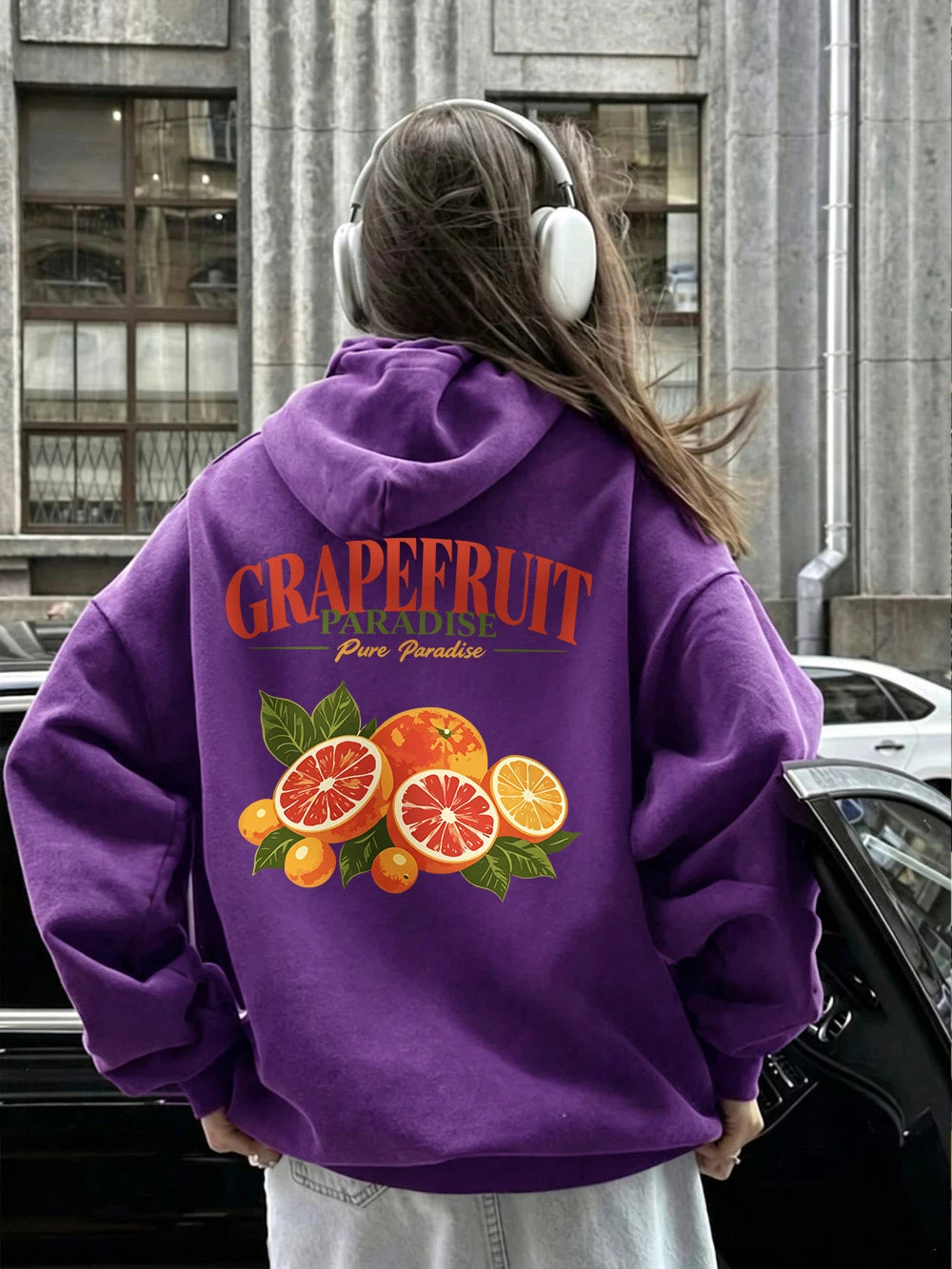 Sweat à capuche Grapefruit Paradise Prints pour femmes