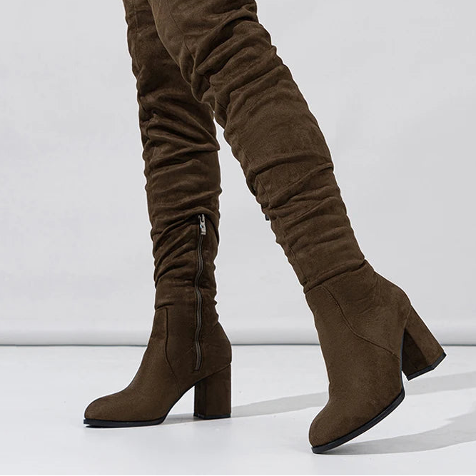 Bottes à glissière floquées pour femmes