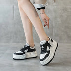 Baskets compensées en cuir de vache véritable pour femmes