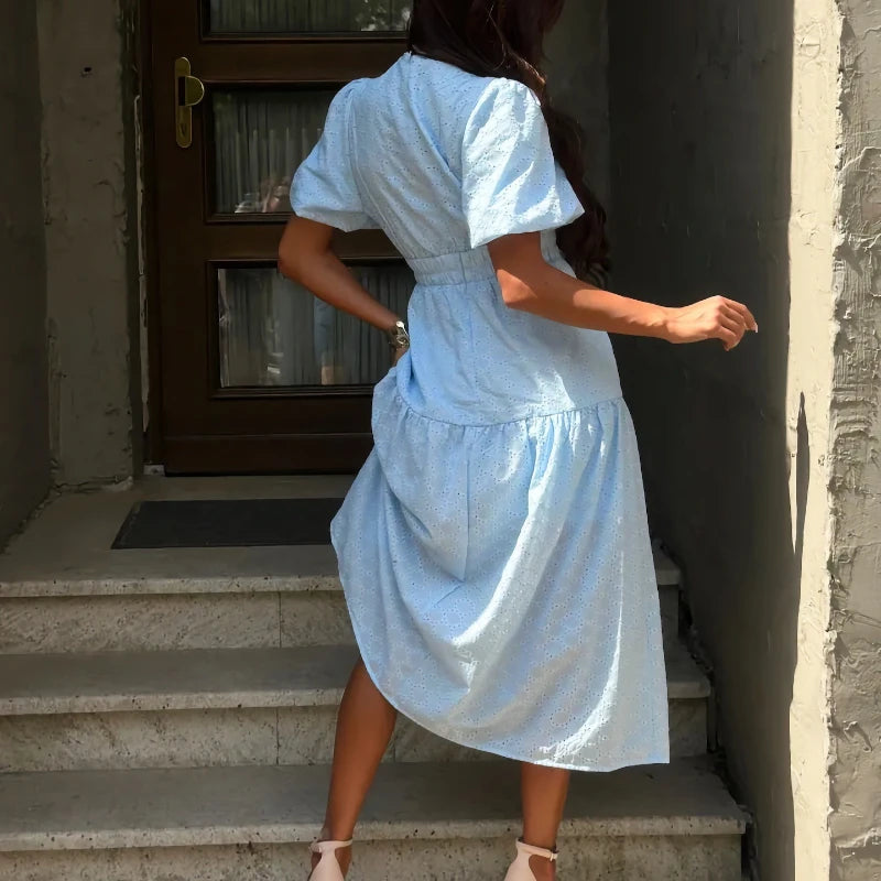 Robe longue ajourée pour femmes