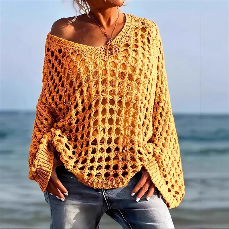 Pull de Plage Ajouré Femme – Maille Légère