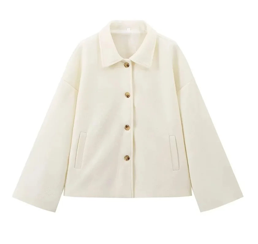 Manteau court en laine mélangée pour femmes
