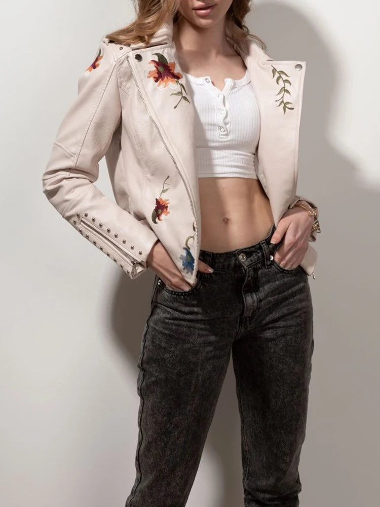 Veste en faux cuir vintage pour femmes