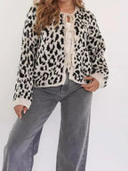 Cardigan tricoté à lacets pour femmes