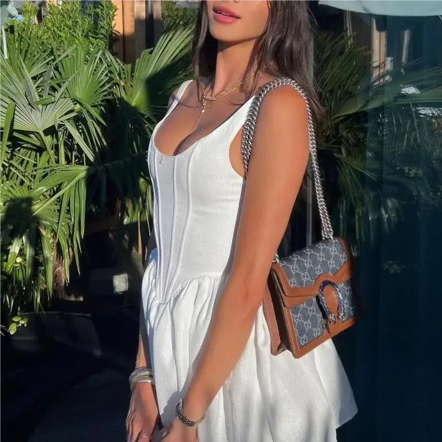 Mini robe de soirée blanche pour femmes