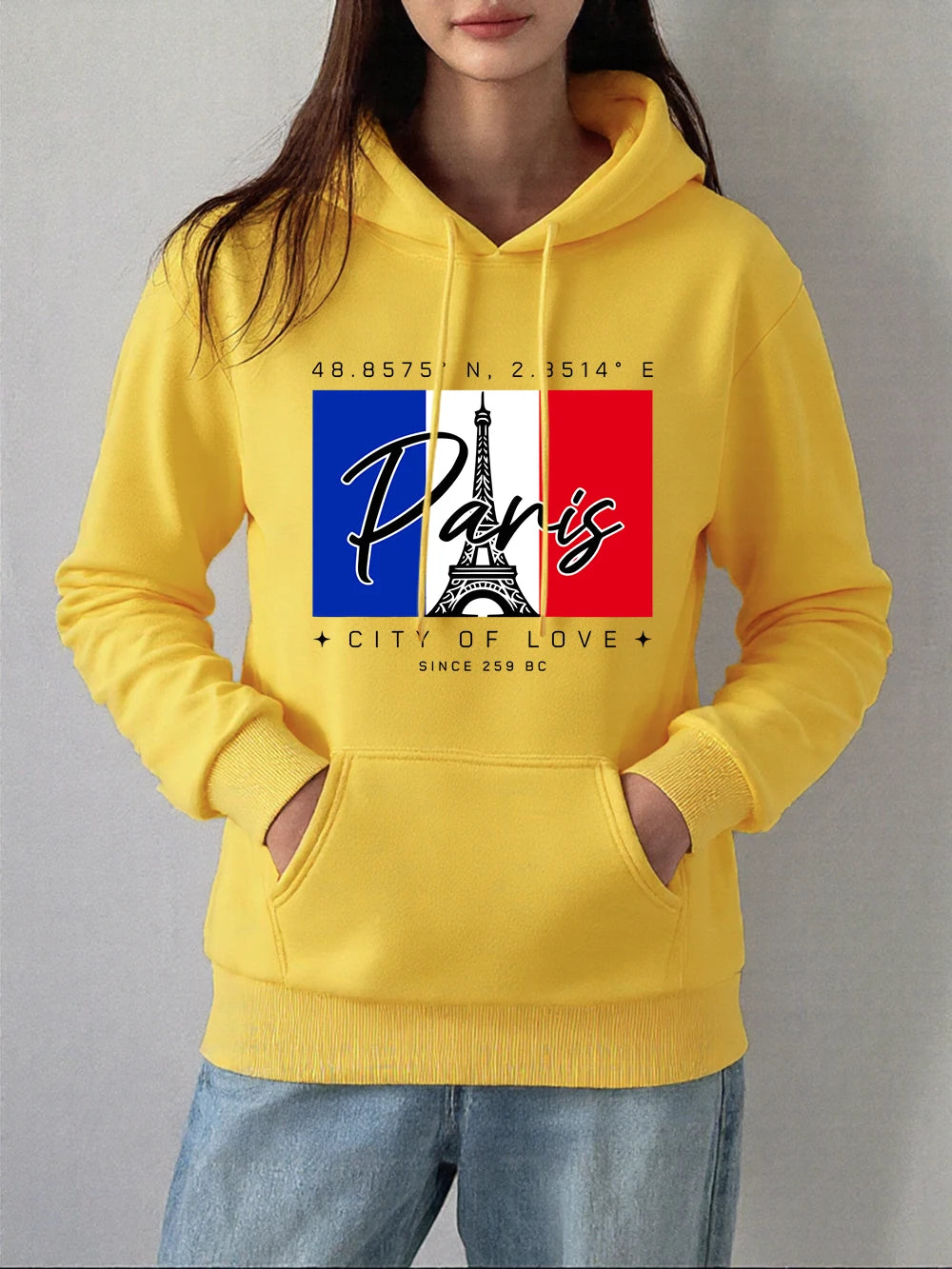 Sweat-shirts à capuche imprimés Paris Ville Amour pour femmes