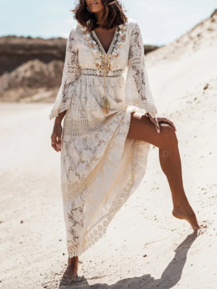 Robe Longue en Dentelle Femme – Style Décontracté