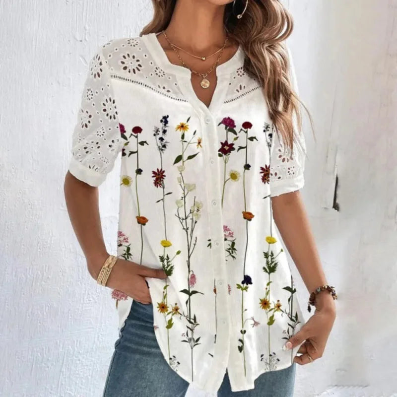 Chemisier en dentelle à imprimé floral pour femmes