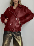 Veste en cuir PU pour femmes