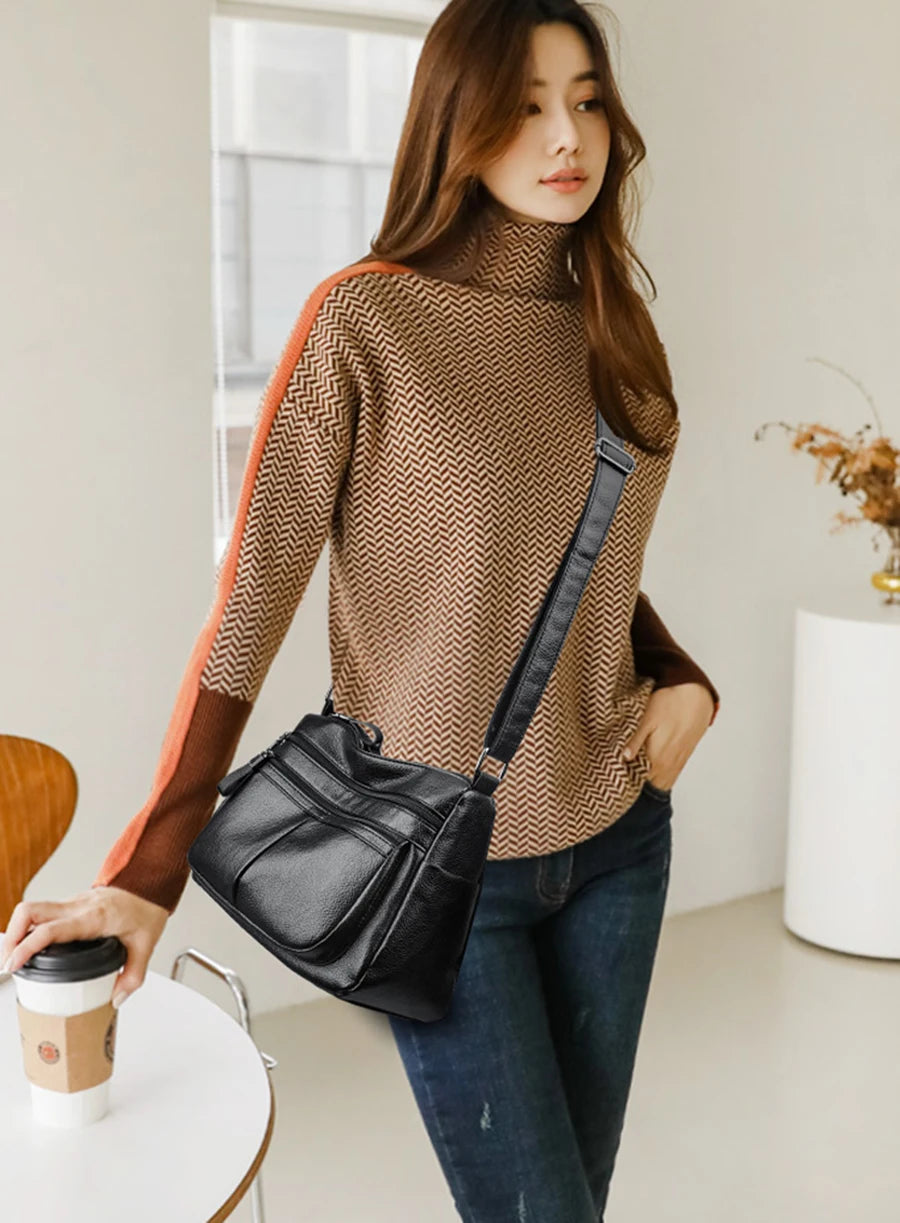 Sac à main en cuir véritable pour femmes