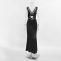 Robe longue sexy en dentelle ajourée pour femmes