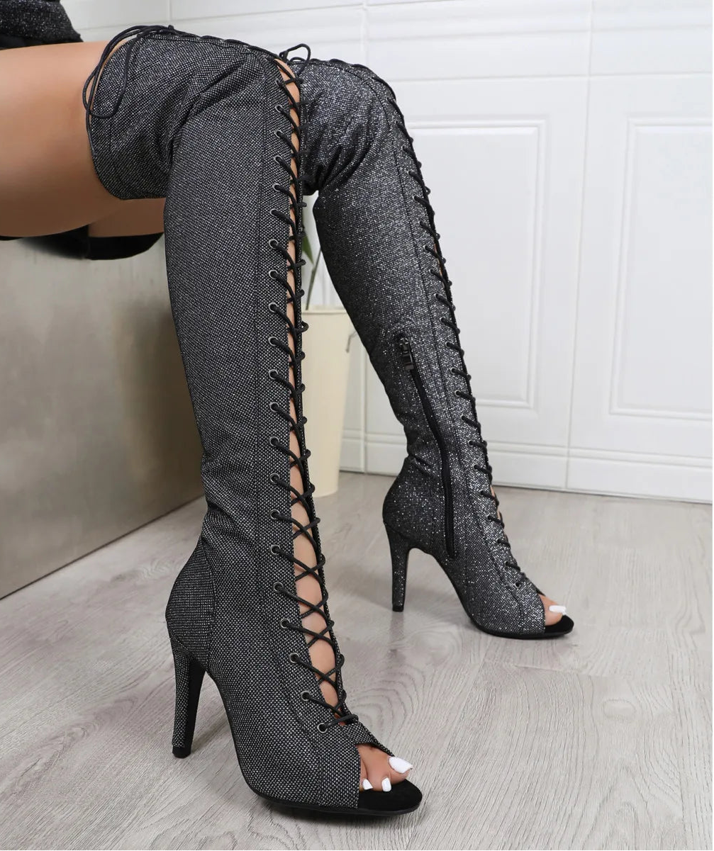 Botte à talon au-dessus du genou pour femmes