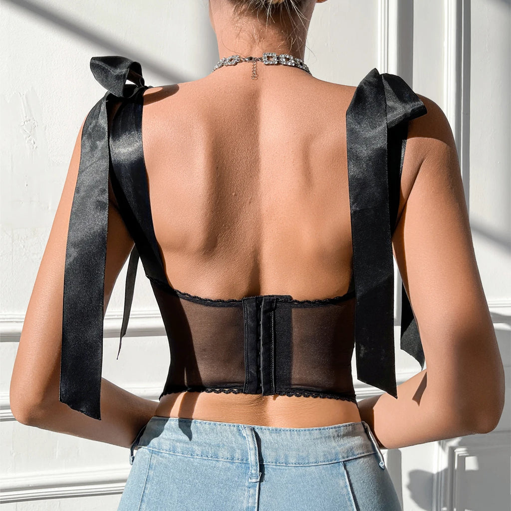 Corset en dentelle brodée de fleurs pour femmes