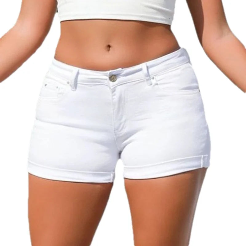 Shorts en jean décontractés taille haute pour femmes