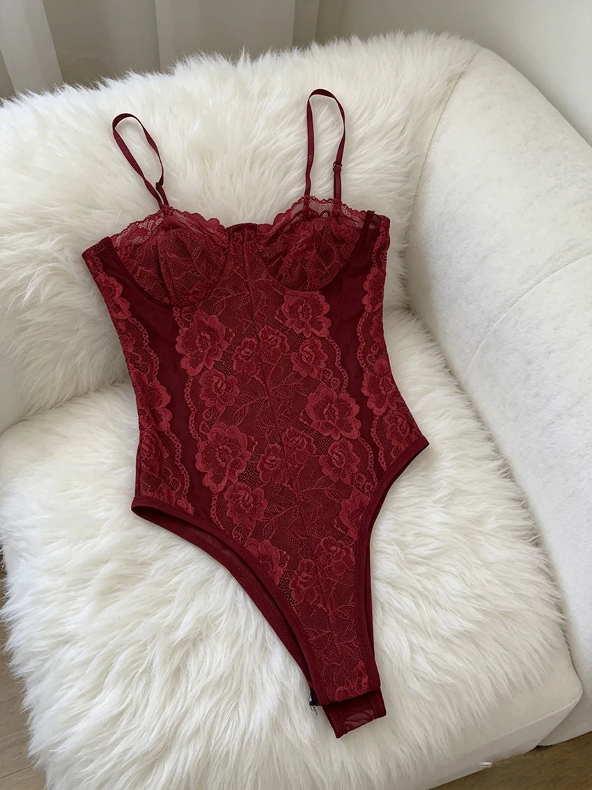 Body moulante en dentelle pour femmes