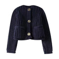 Cardigan à manches et col rond pour femmes