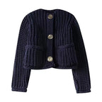 Cardigan à manches et col rond pour femmes