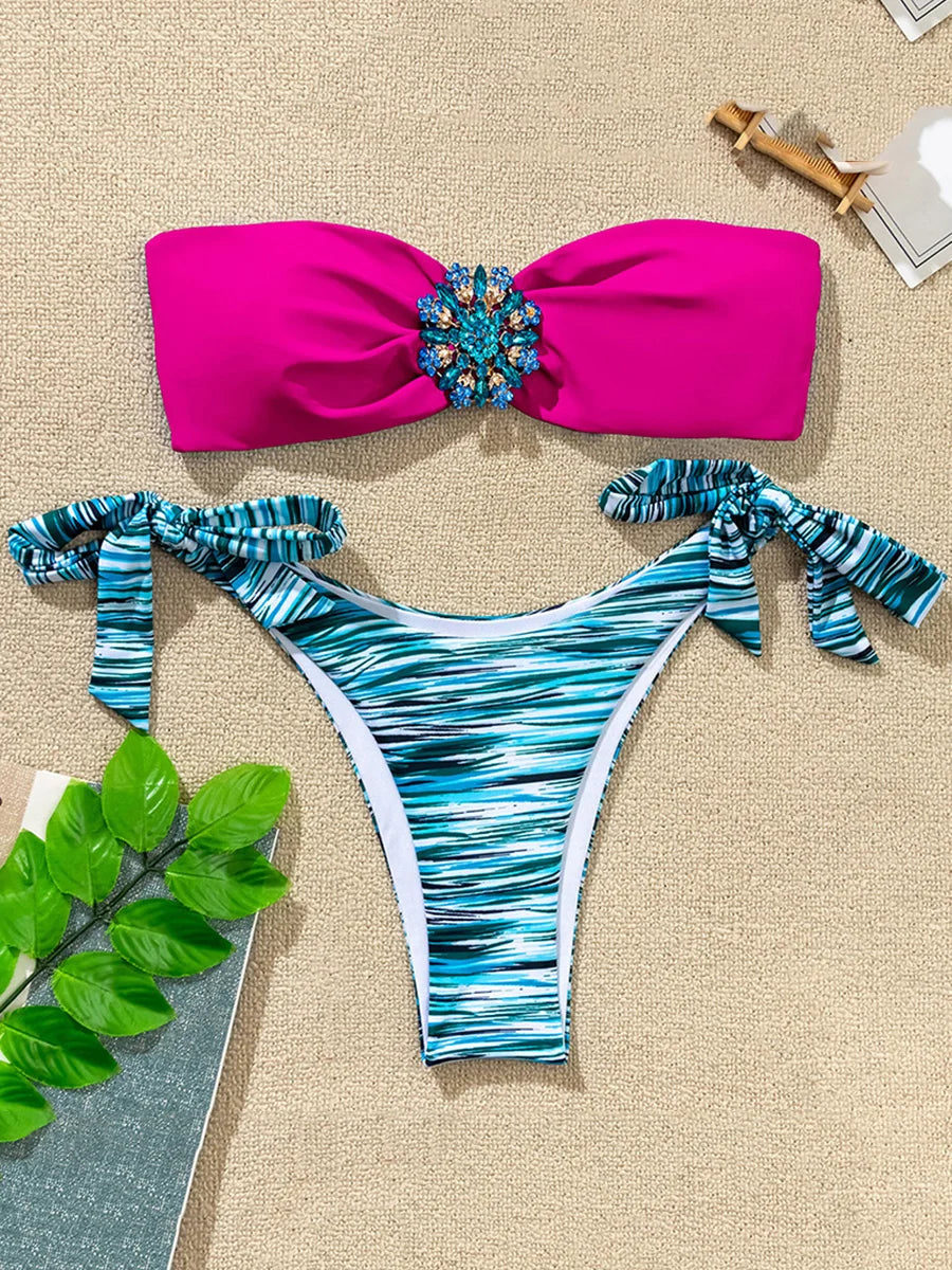 Maillot de bain deux pièces avec biscuits pour femmes