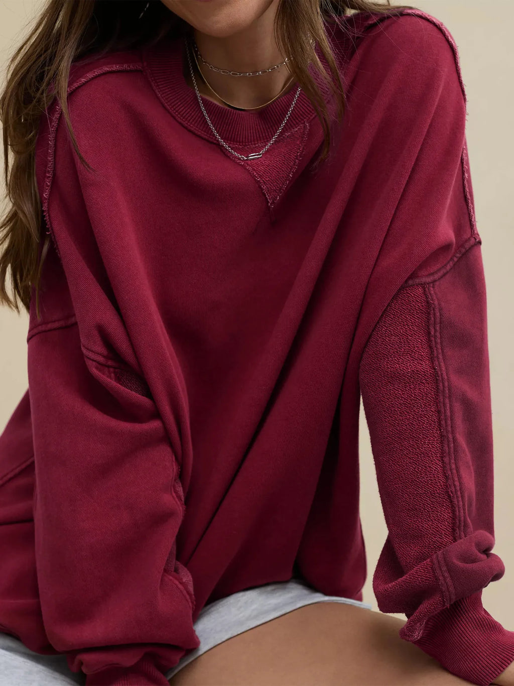 Sweat à capuche ample et décontracté à col rond pour femmes