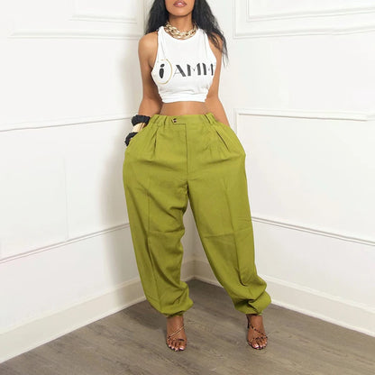 Pantalon cargo femme ample décontracté