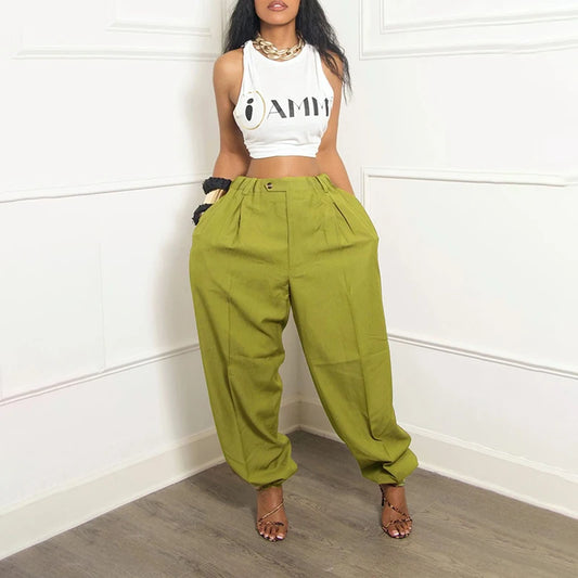 Pantalon cargo femme ample décontracté